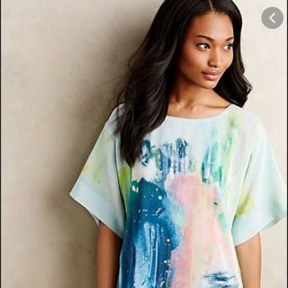 Anthropologie Dresses & Skirts - NWT Anthropologie Maeve rainbow Silk Tunic/Dress